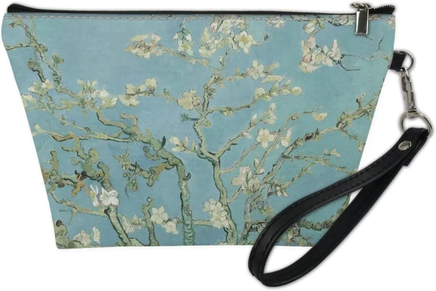 Travel Makeup Storage Pouch Blossoming Almond Tree Makeup Brush Holder Organizer Cosmetic Bag Cosmetics Organizer for Women Versatile Travel Makeup Bag Blue