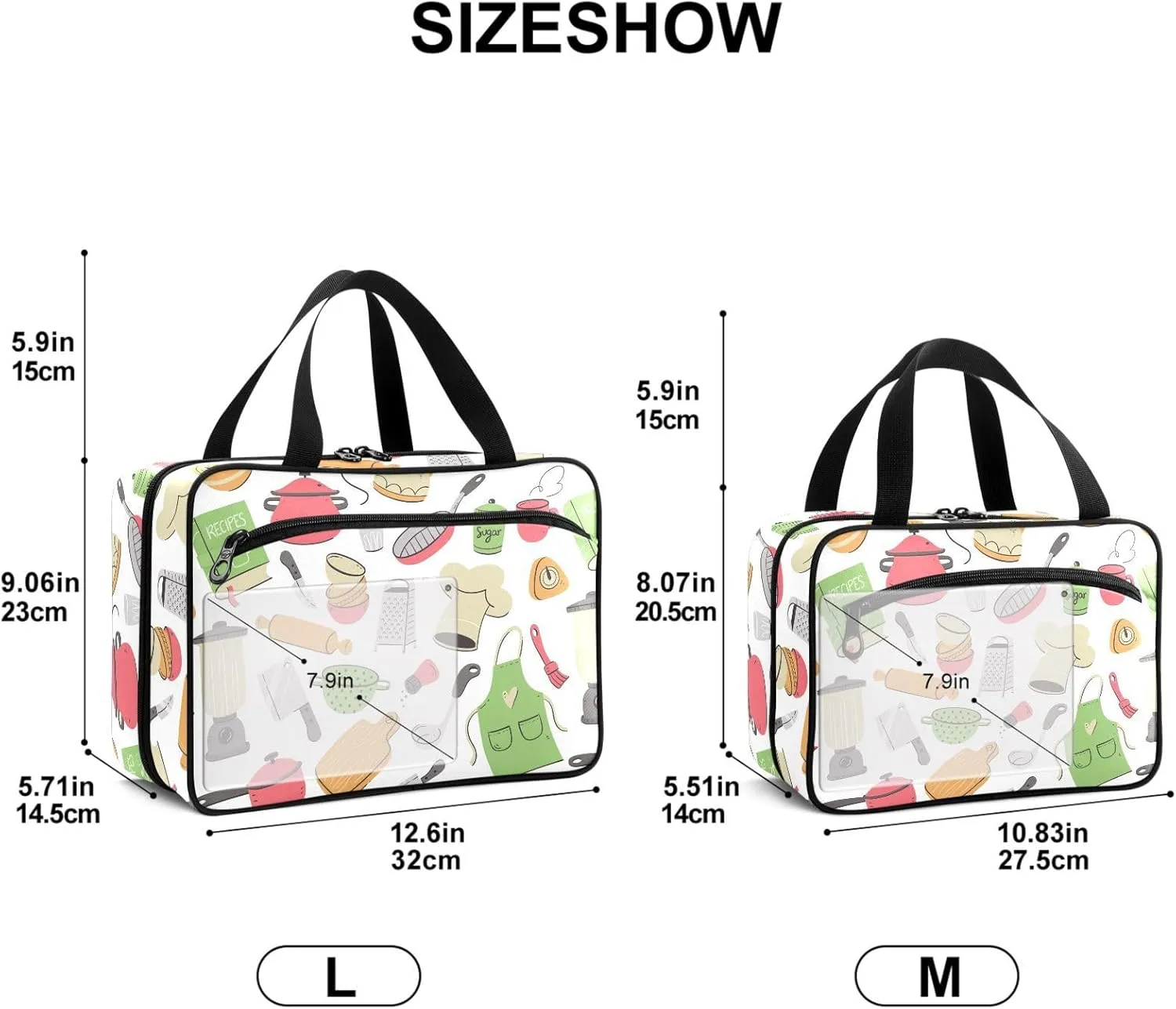 Travel Toiletry Bag for Woman/Men,Cook Themed Cooking Utensils Hanging Organizer Bag with Pockets Portable Folding Travel Case Bags for Makeup Cosmetic Toiletries Storage Traveling-M
