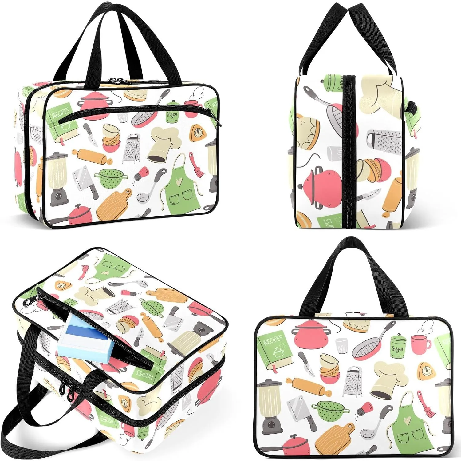 Travel Toiletry Bag for Woman/Men,Cook Themed Cooking Utensils Hanging Organizer Bag with Pockets Portable Folding Travel Case Bags for Makeup Cosmetic Toiletries Storage Traveling-M