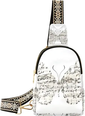 trendy Butterfly Music Art fanny pack diaper leather bags fanny pack chest for hiking