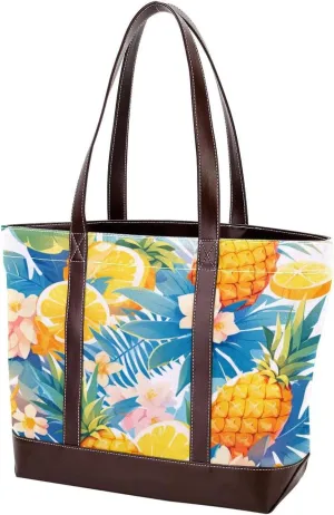 Tropical Pineapple-1798 Tote Bags Durable Leather Canvas Purses and Handbags for Women Top Handle Shoulder Satchel Hobo Bags