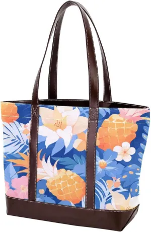 Tropical Pineapple-1825 Tote Bags Durable Leather Canvas Purses and Handbags for Women Top Handle Shoulder Satchel Hobo Bags