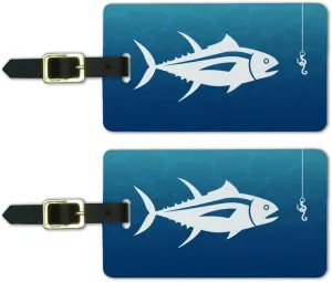 Tuna Fish Fishing Fisherman Luggage ID Tags Suitcase Carry-On Cards - Set of 2
