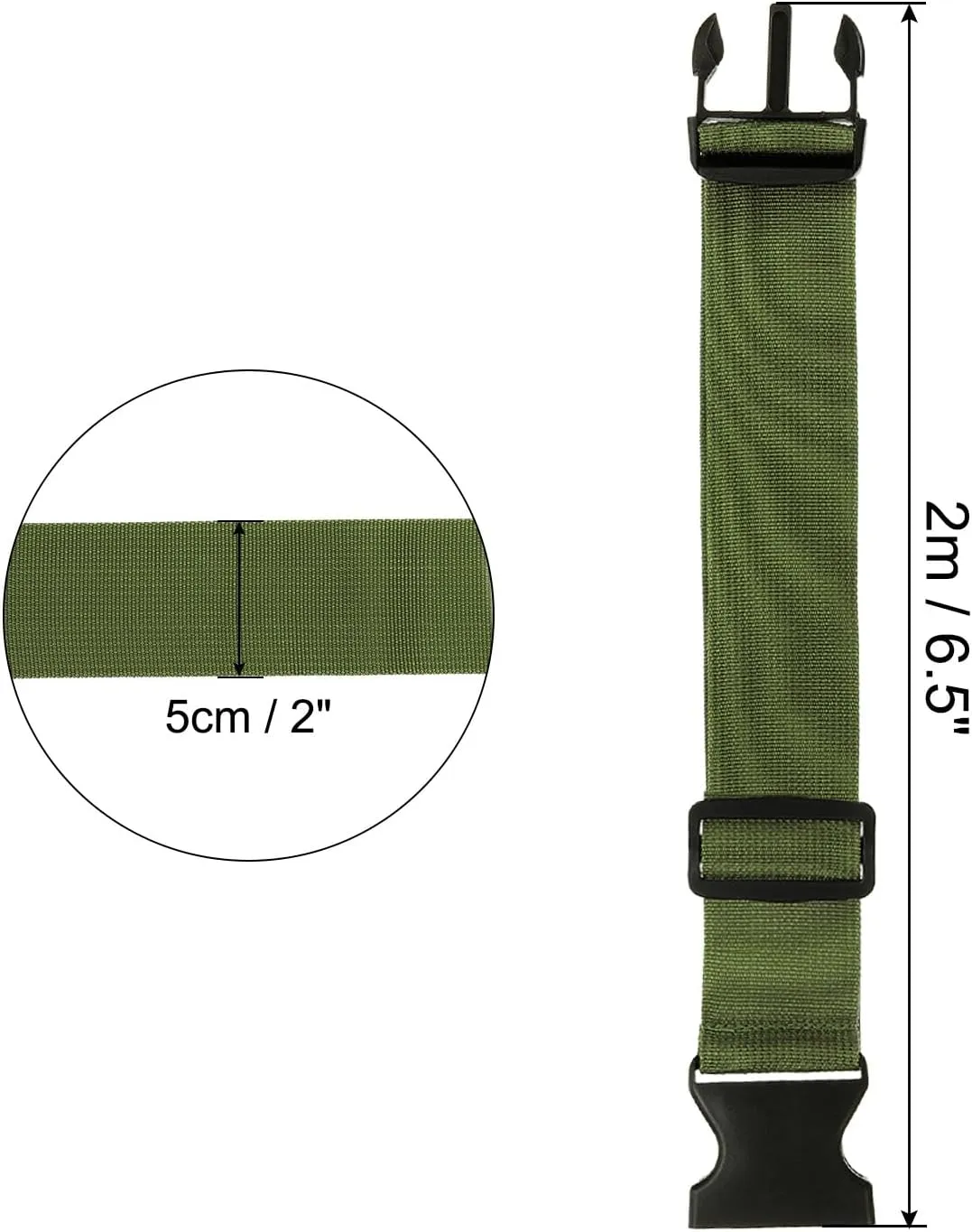 uxcell 2" x 6.5' Luggage Strap Polyester Adjustable Suitcase Belt for Travel Packing Bag Closure Identify, Olive Green 4pcs
