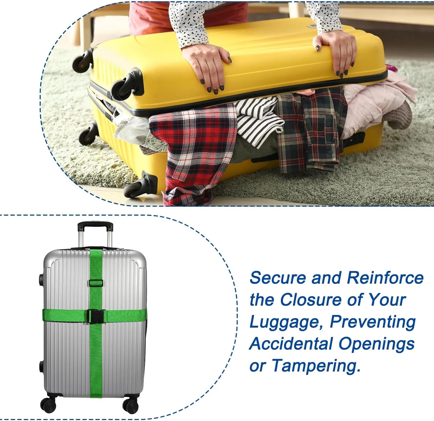 uxcell 2" x 6.5' Luggage Strap Polyester Adjustable Suitcase Belt for Travel Packing Bag Closure Identify, Olive Green 4pcs