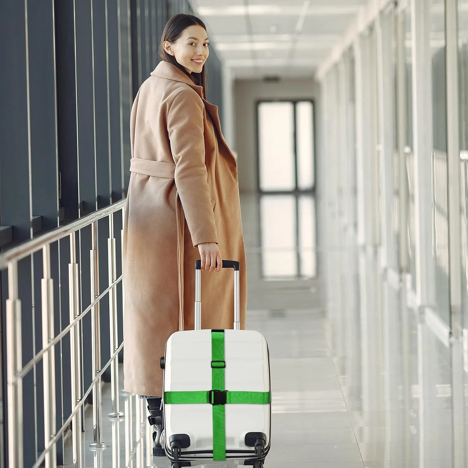 uxcell 2" x 6.5' Luggage Strap Polyester Adjustable Suitcase Belt for Travel Packing Bag Closure Identify, Olive Green 4pcs