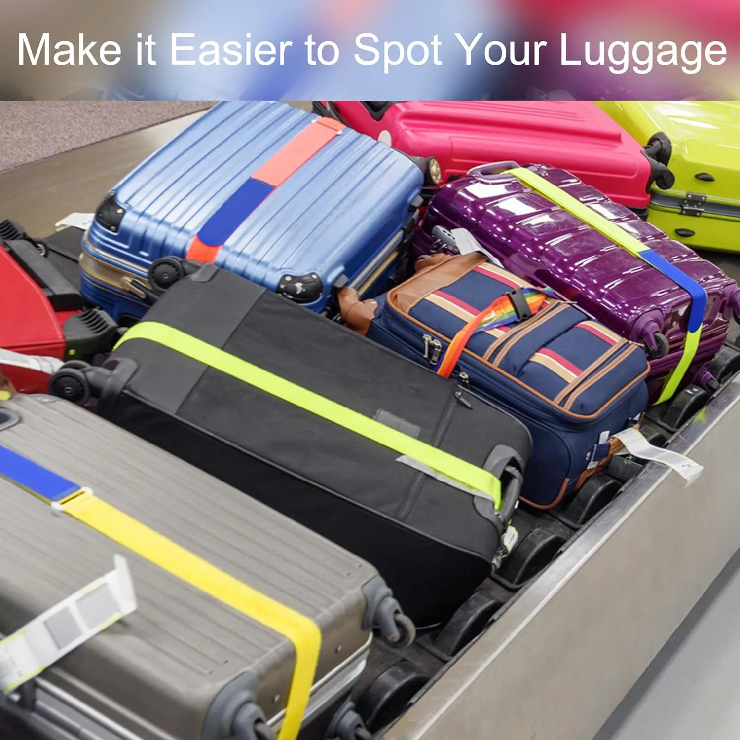 uxcell 2" x 6.5' Luggage Strap Polyester Adjustable Suitcase Belt for Travel Packing Bag Closure Identify, Olive Green 4pcs