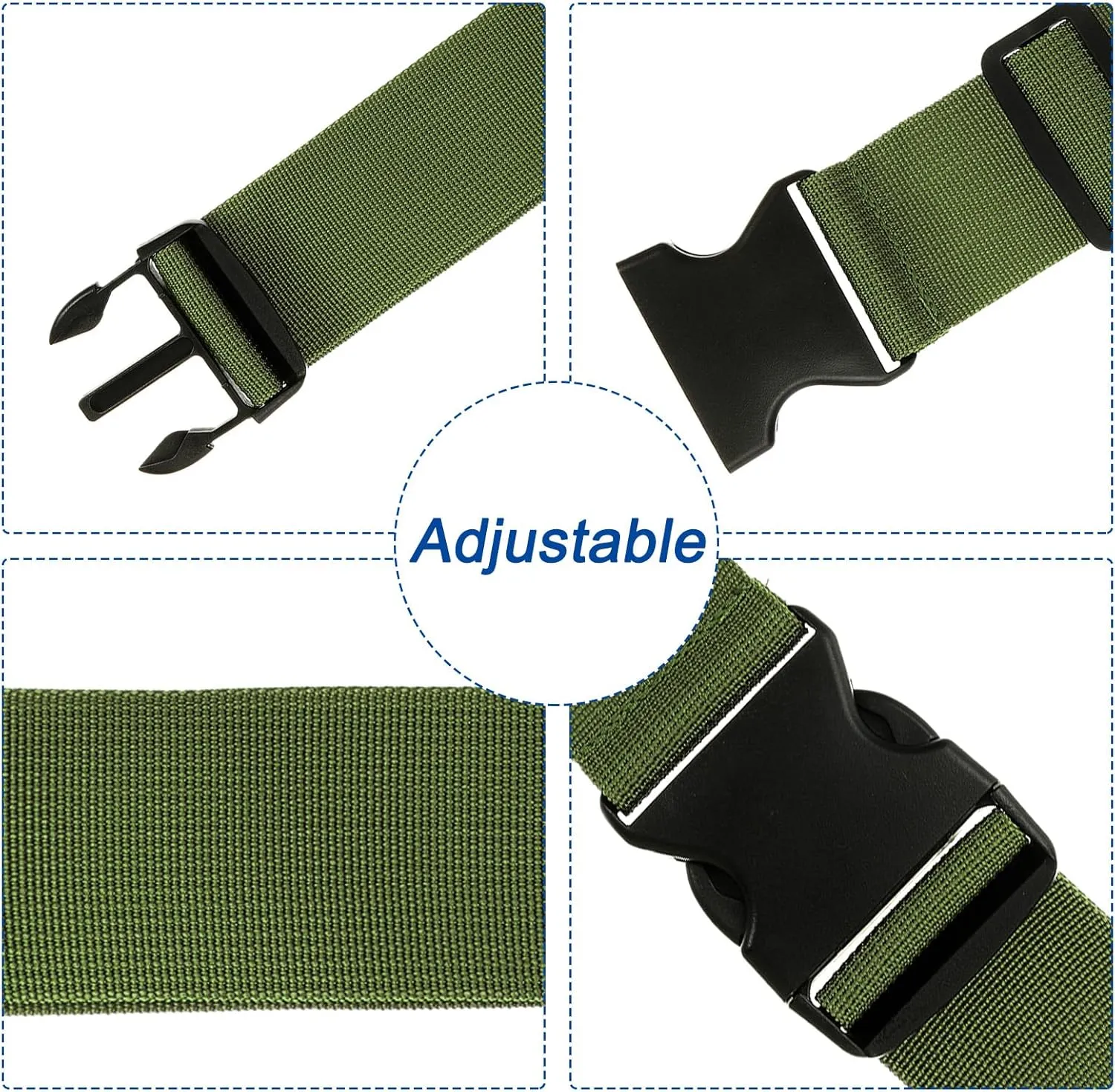 uxcell 2" x 6.5' Luggage Strap Polyester Adjustable Suitcase Belt for Travel Packing Bag Closure Identify, Olive Green 4pcs