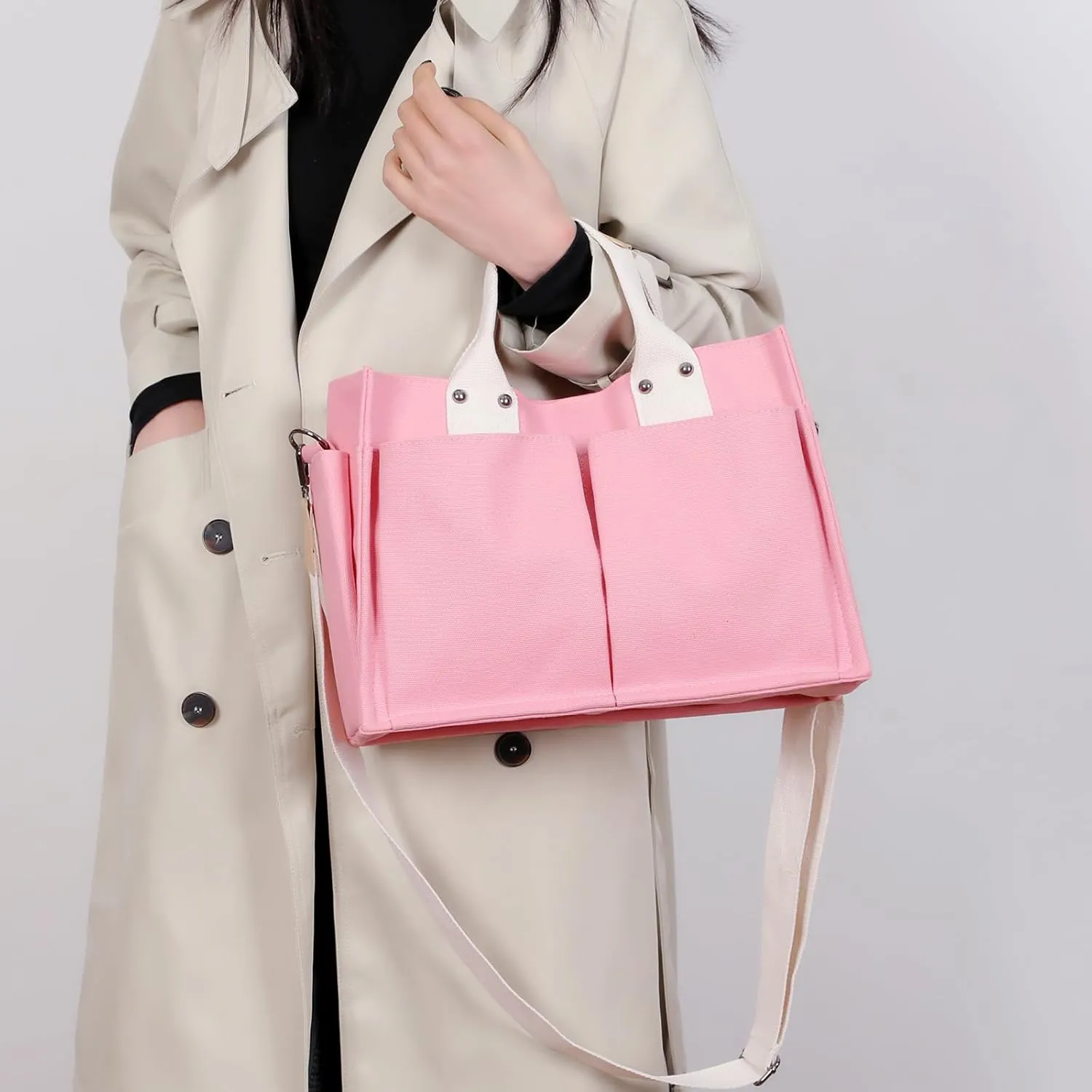 Valleycomfy Canvas Tote Bags for Women Large Shoulder Hobo Bags Handbags Purse Satchel Purses Multi-pockets Casual Work Bags