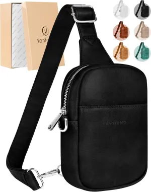 Vantamo Sling Bag for Women Adjustable Strap, RFID & Anti-Pickpocket Clip Cross Body Bags for Women, PU Leather Pack