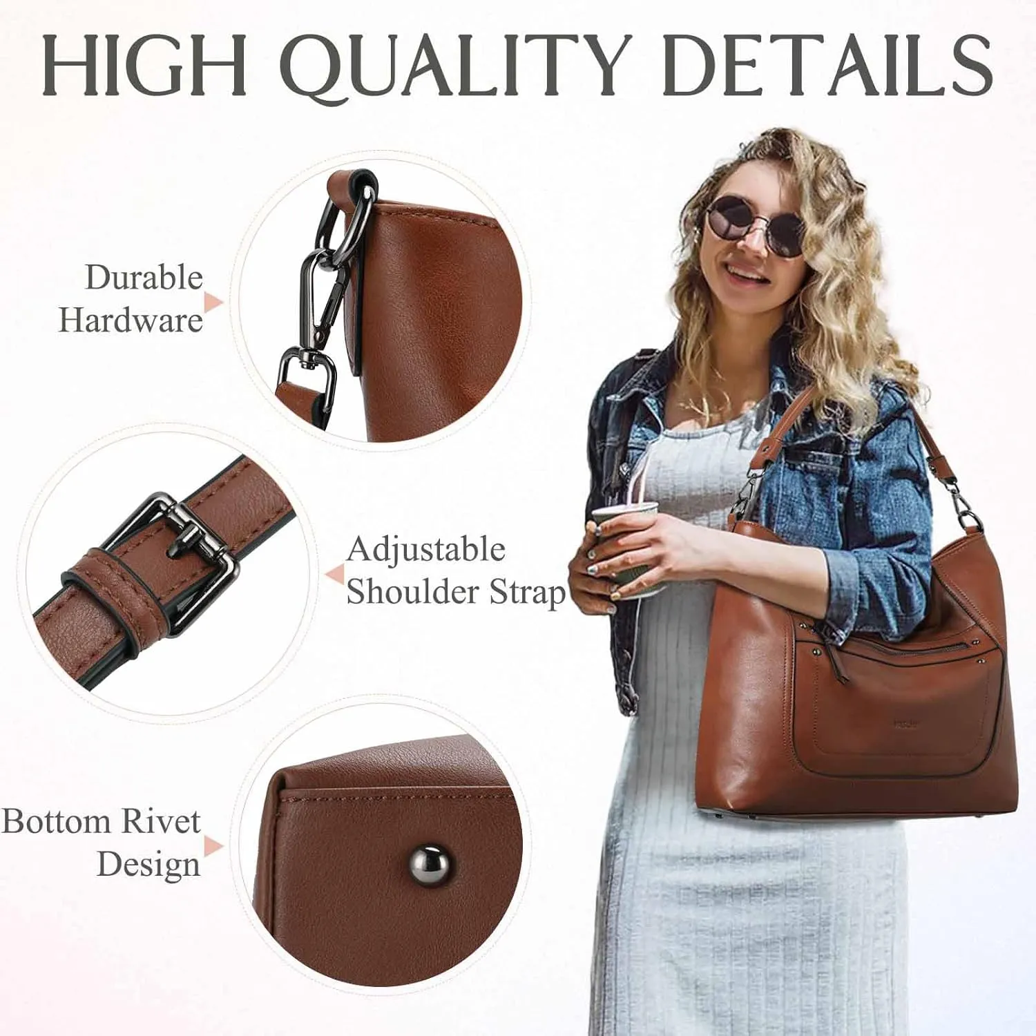 VASCHY Hobo Bags for Women, Vegan Leather Large Handbag Tote Slouchy Shoulder Bag Purse w Convertible Crossbody Strap