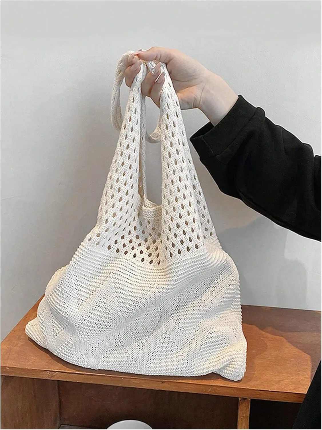 Verdusa Women's Knitted Crochet Shoulder Bags Casual Hobo Tote Bag Shopping Bags