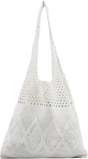 Verdusa Women's Knitted Crochet Shoulder Bags Casual Hobo Tote Bag Shopping Bags