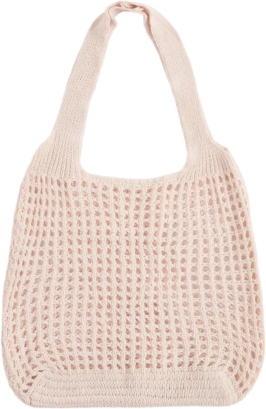 Verdusa Women's Knitted Crochet Shoulder Bags Casual Hobo Tote Bag Shopping Bags