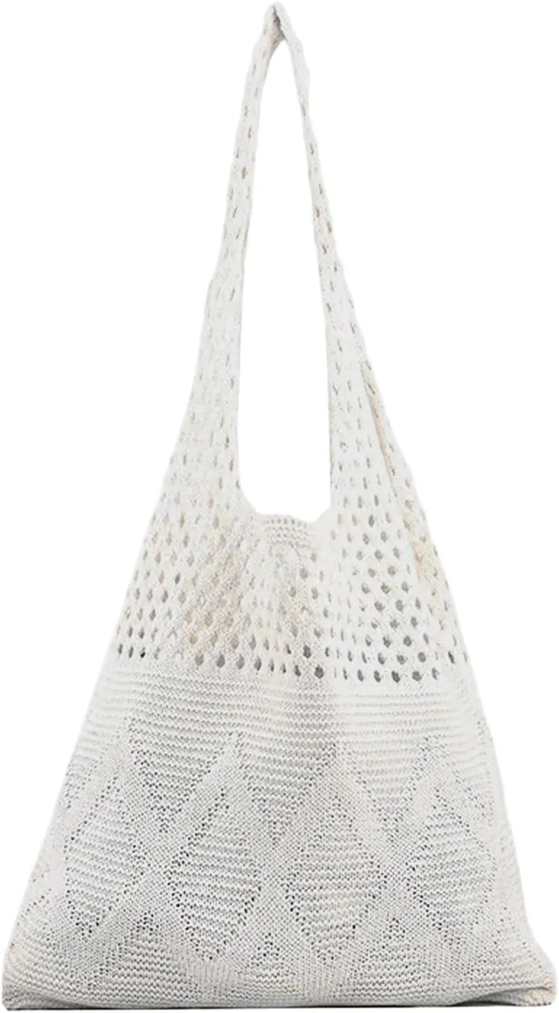 Verdusa Women's Knitted Crochet Shoulder Bags Casual Hobo Tote Bag Shopping Bags