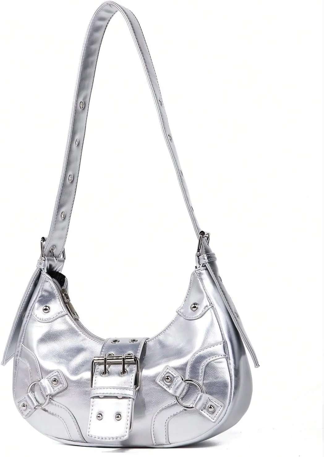 Verdusa Women's Studded PU Leather Clutch Shoulder Tote Handbag Adjustable Strap Boho Bags