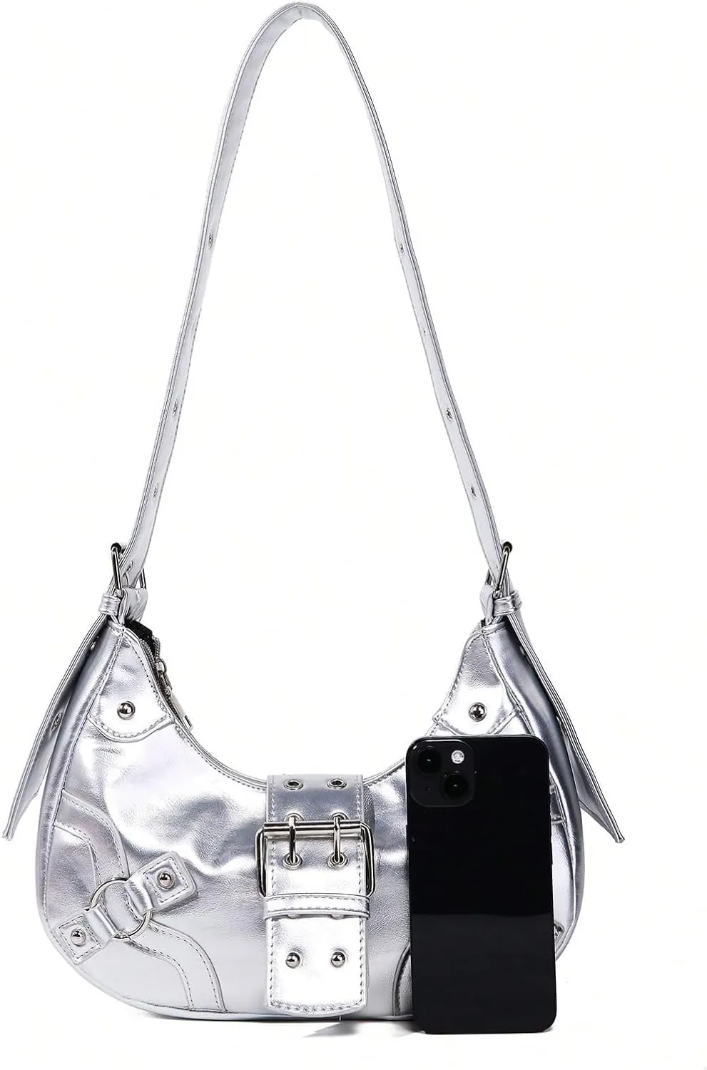 Verdusa Women's Studded PU Leather Clutch Shoulder Tote Handbag Adjustable Strap Boho Bags