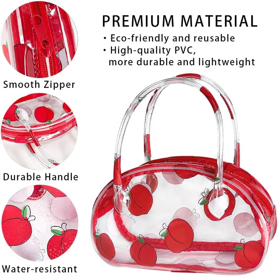 Versatile Travel Zipper Cosmetic Bag,Portable Handle PVC Pouch Waterproof Ideal for Travelling&Daily Use in Beauty&Personal Care (Honey Peach 2)