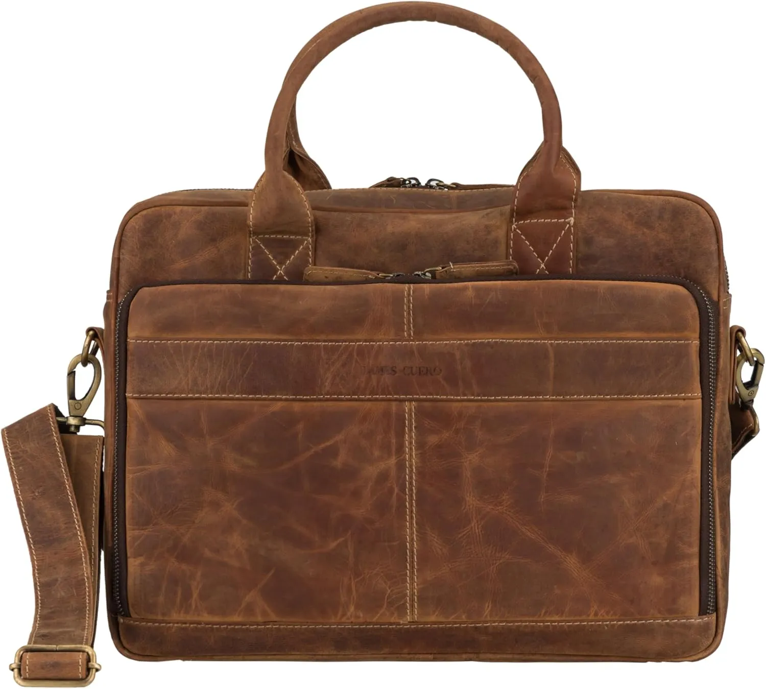 Vintage Leather Laptop Briefcase, 17 inches