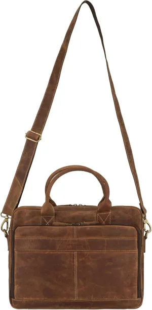 Vintage Leather Laptop Briefcase, 17 inches