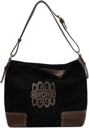 Vintage Suede Tote Bag Large Capacity Casual Hobo Bag Satchel Purse Chic Shoulder Handbag Crossbody Underarm Bag for Women