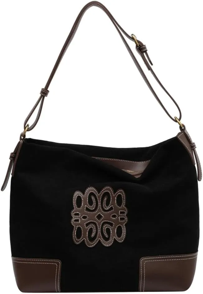 Vintage Suede Tote Bag Large Capacity Casual Hobo Bag Satchel Purse Chic Shoulder Handbag Crossbody Underarm Bag for Women