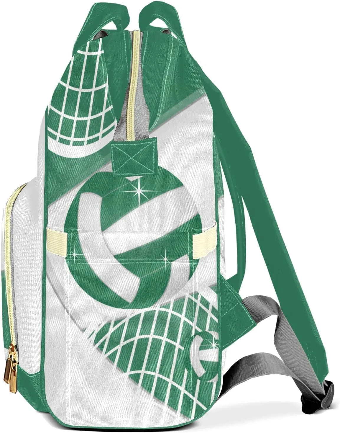 Volleyball Green Diaper Bags Customized Mummy Nursing Casual Daypack Hiking Camping Baby Bags for Mom