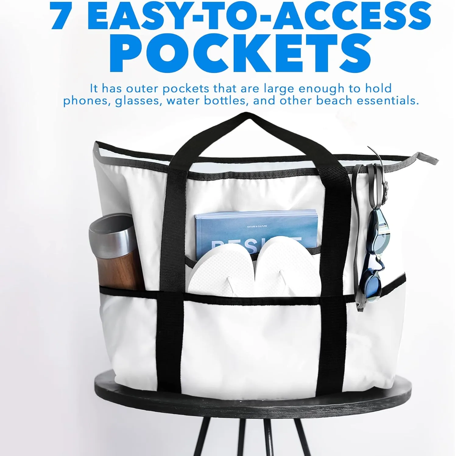 Waterproof Beach Bag - Weekend Overnight Tote - Large and Lightweight