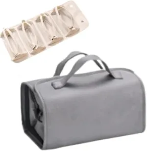 Waterproof Travel Toiletry Bag 4 Detachable Clear Multi Compartment, Portable 4 In 1 Large Capacity Makeup Bag, Roll Up Makeup Bag Hanging Travel Organizer Folding Cosmetic Bag (Gray)