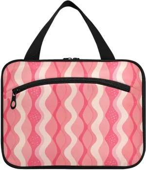 Wave Magenta hanging travel containers for toiletries with hook, designer expandable makeup bags for mom camping bolso de para mujer L