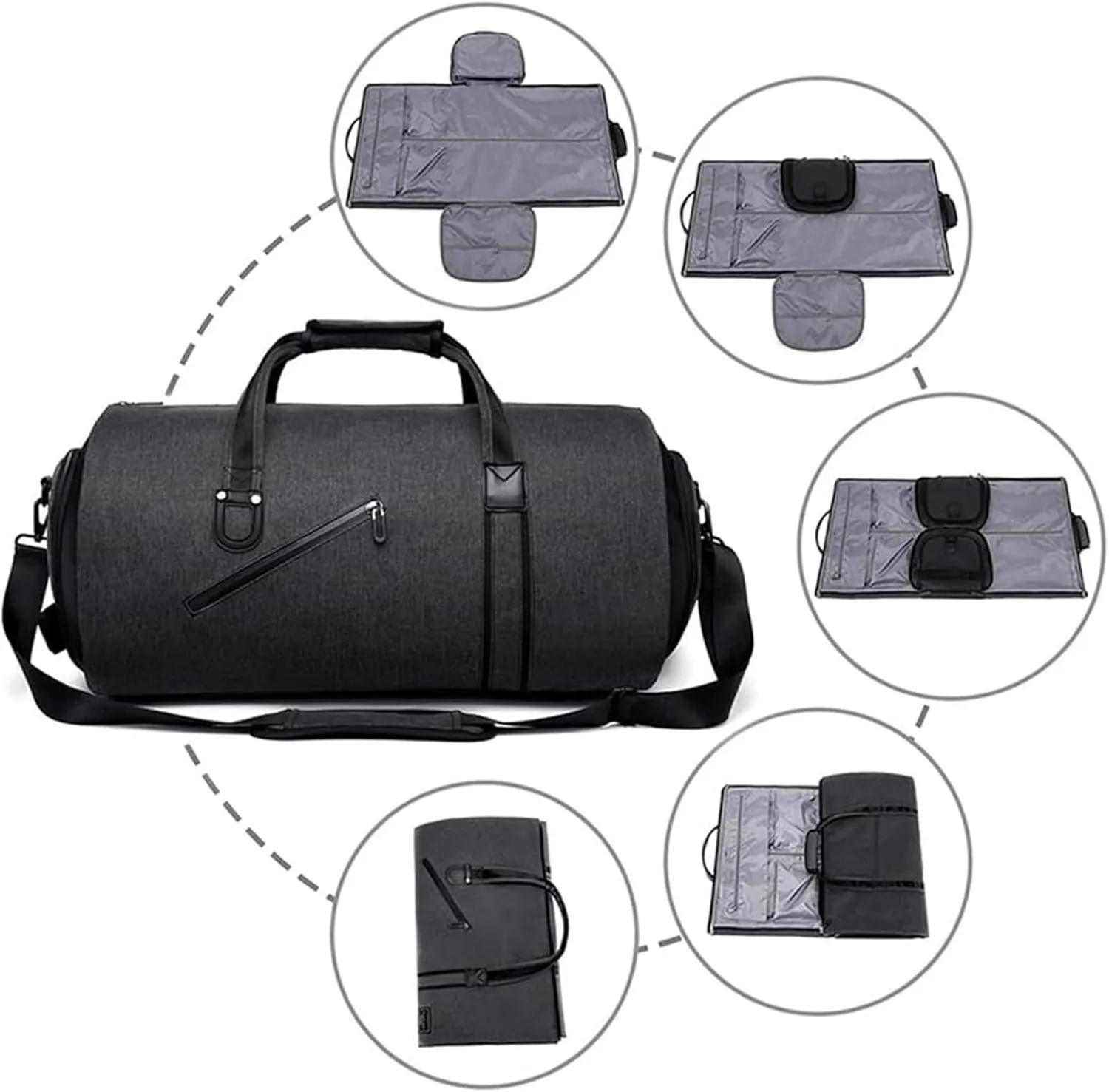 Weekender Travel Bag Travel Garment Bag Versatile 2-in-1 Hanging Suitcase for Men and Women Business Weekend Sport Gym Bag