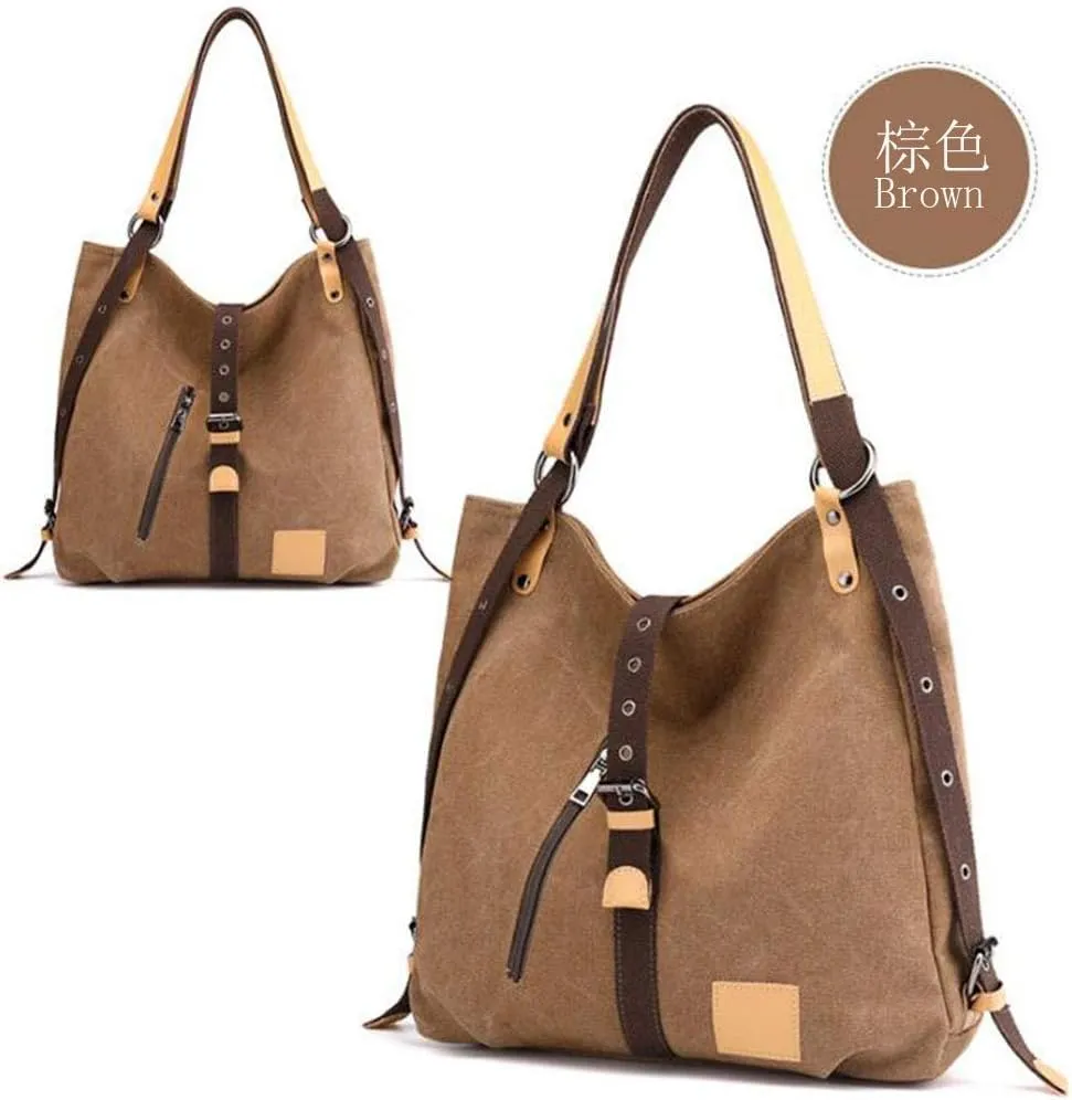 Women Canvas Casual Multifunctional Microfiber Leather Large Capacity Handbag Shoulder Bags Backpack