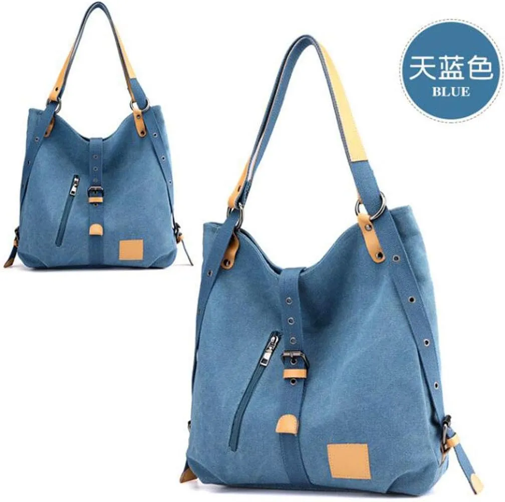 Women Canvas Casual Multifunctional Microfiber Leather Large Capacity Handbag Shoulder Bags Backpack