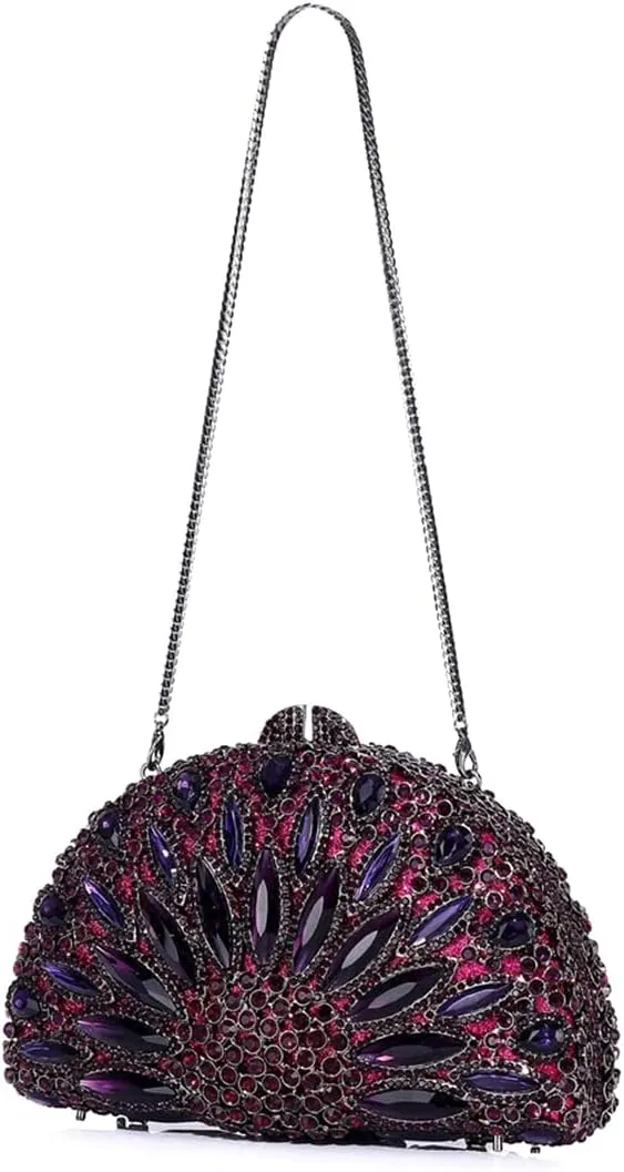 Women Luxury Sunflower Rhinestone Evening Clutch Chic Floral Diamond Wedding Handbag Crystal Purse for Prom Party