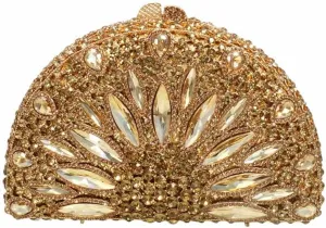 Women Luxury Sunflower Rhinestone Evening Clutch Chic Floral Diamond Wedding Handbag Crystal Purse for Prom Party