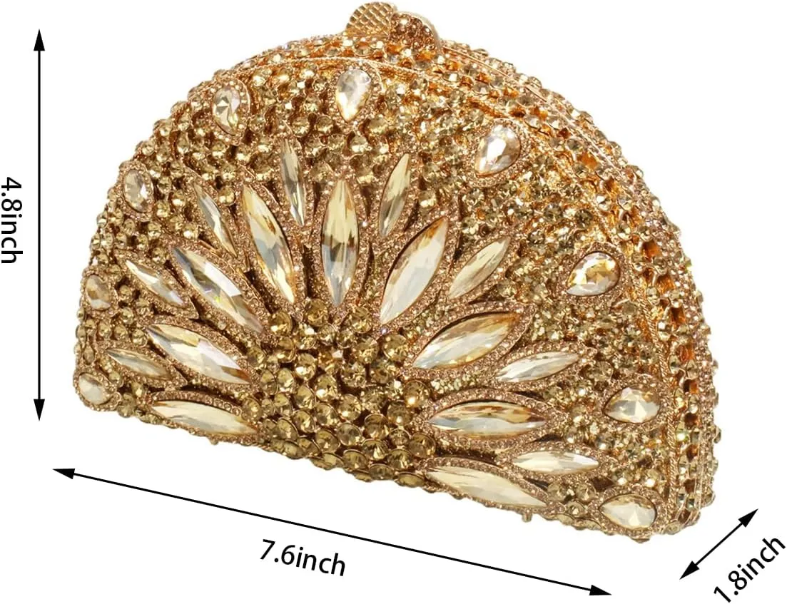 Women Luxury Sunflower Rhinestone Evening Clutch Chic Floral Diamond Wedding Handbag Crystal Purse for Prom Party