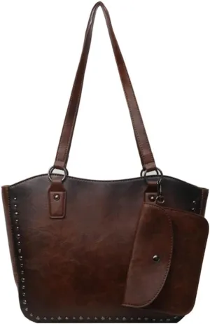 Women Vintage Tote Bag Purse Set Chic Shoulder Top Handle Handbag Faux Leather Hobo Bag
