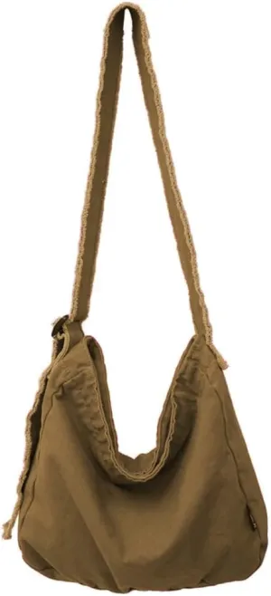 Womens Canvas Hobo Bags Large Shoulder Bags Casual Crossbody Bags Satchel Bag Messenger Bag for Shopping Traveling