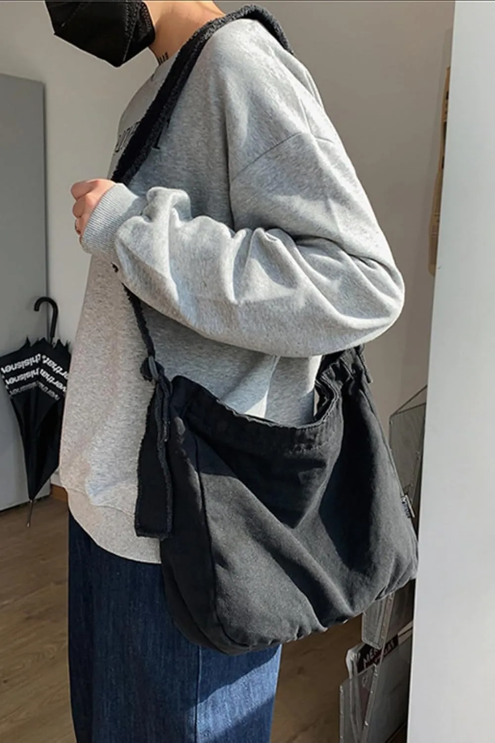 Womens Canvas Hobo Bags Large Shoulder Bags Casual Crossbody Bags Satchel Bag Messenger Bag for Shopping Traveling