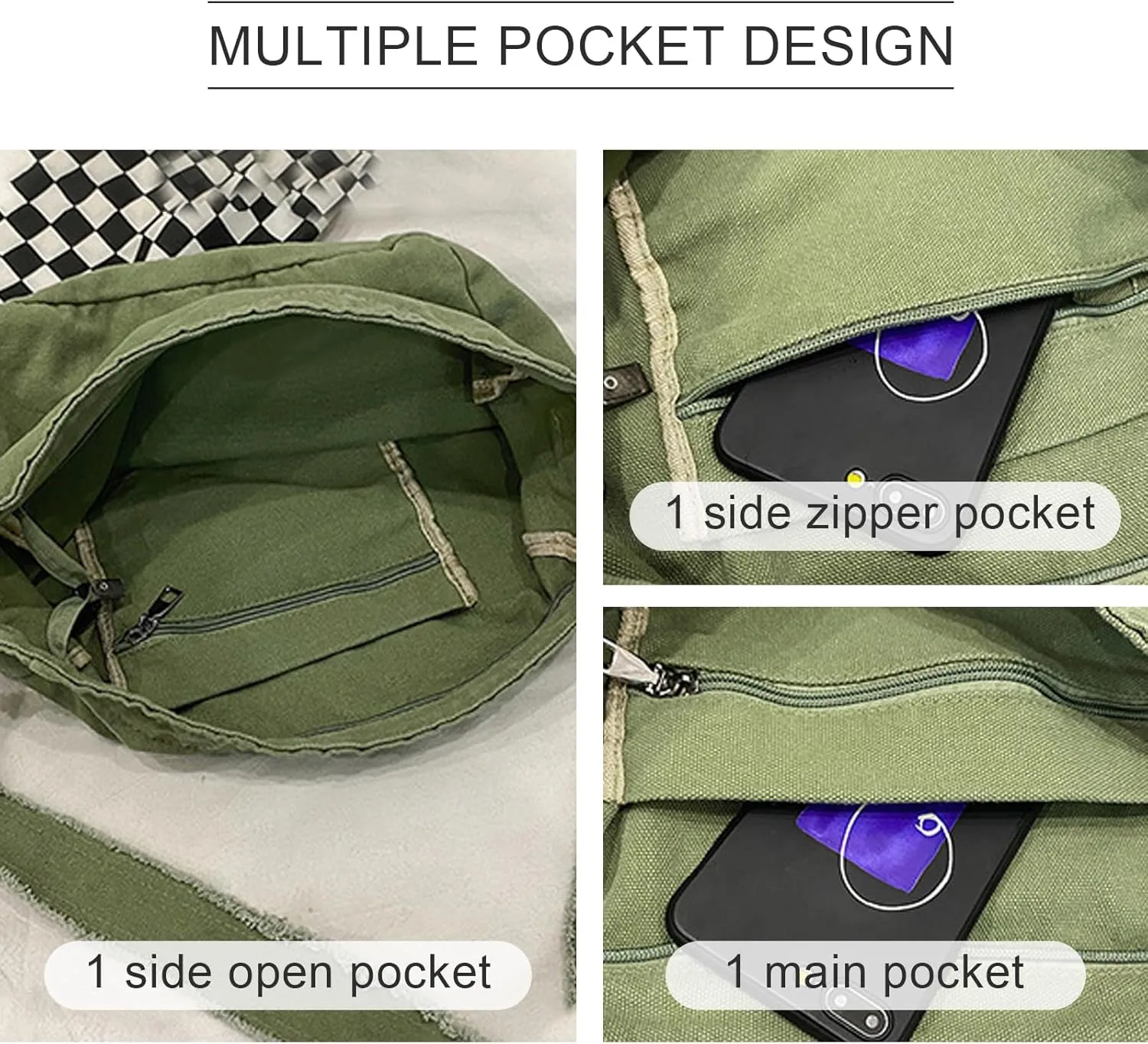 Womens Canvas Hobo Bags Large Shoulder Bags Casual Crossbody Bags Satchel Bag Messenger Bag for Shopping Traveling