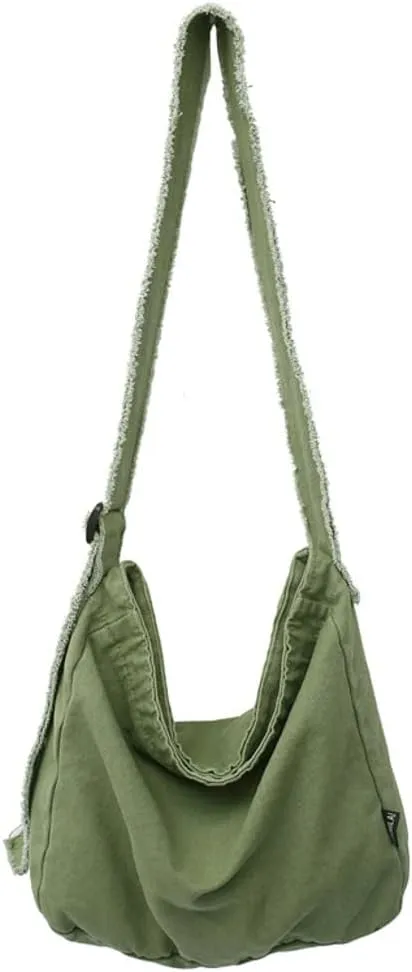 Womens Canvas Hobo Bags Large Shoulder Bags Casual Crossbody Bags Satchel Bag Messenger Bag for Shopping Traveling
