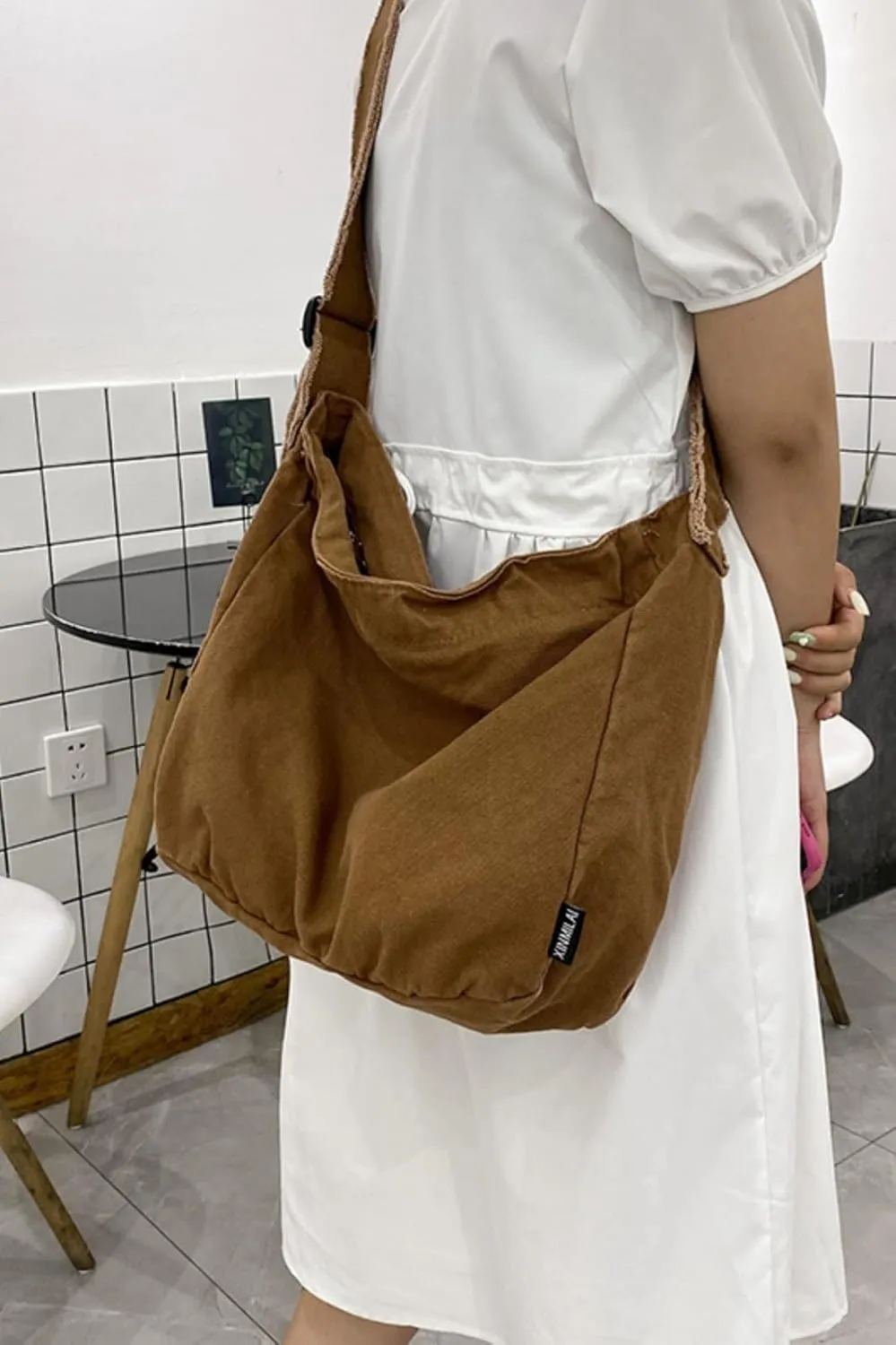 Womens Canvas Hobo Bags Large Shoulder Bags Casual Crossbody Bags Satchel Bag Messenger Bag for Shopping Traveling