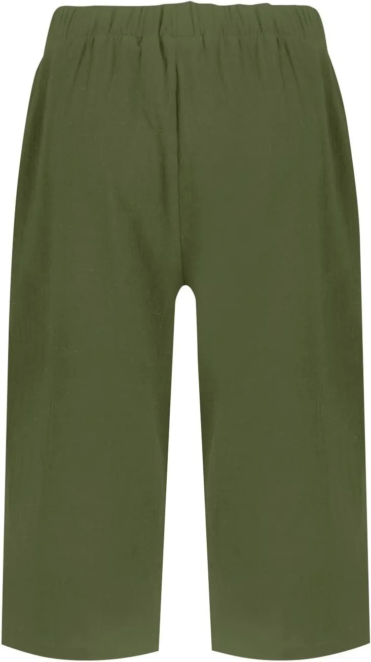 Womens Linen Tapered Capri Pants Plus Size Solid Color Cotton Linen Casual Summer 2025 Straight Leg Cropped Trouser