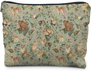 Woodland Animals Makeup Bag, Animal Lover Gifts for Women, Gifts for Animal Lovers Cosmetic Bags Toiletry Bag, Cottagecore Makeup Bag, Aesthetic Makeup Bag, Cute Makeup Pouch, boho zoo