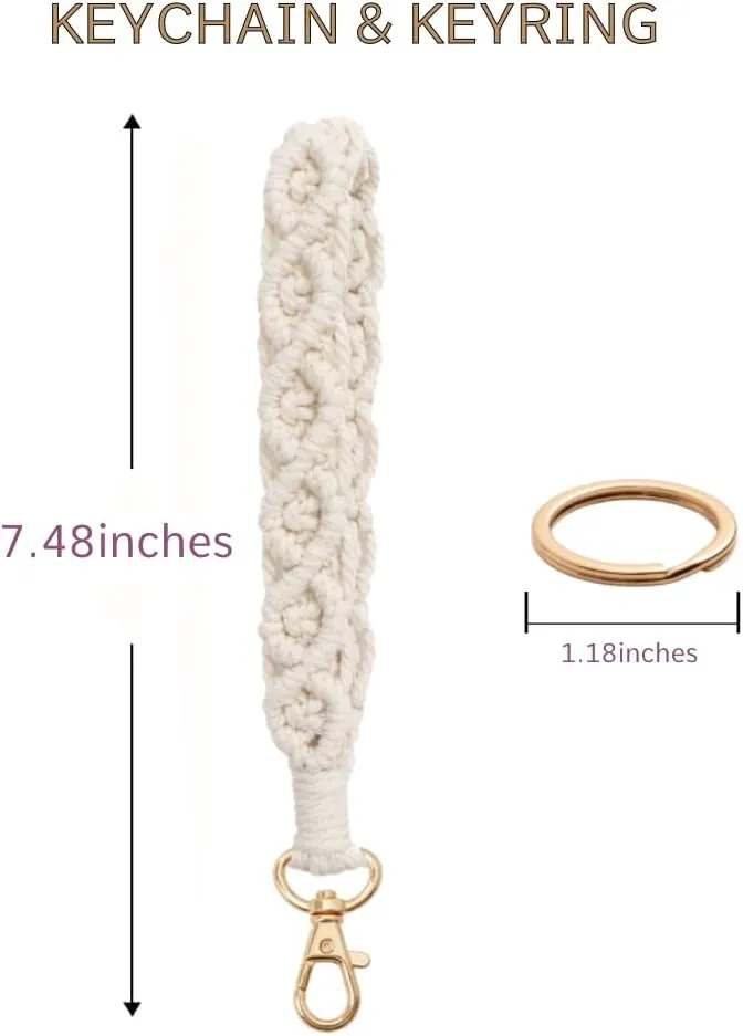 Wristlet Keychain Women Macrame Keychain & Keyring Wrist Lanyards for Keys Car Key Wrist Keychains Wristlet Bracelet