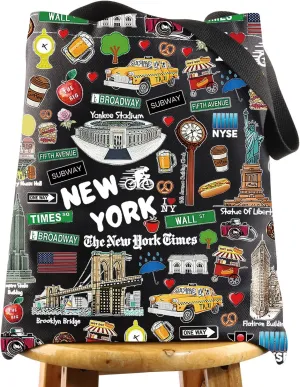 WZMPA New York Cosmetic Bag - Souvenir Gift, Vacation Makeup Pouch Bag With Zipper - Merchandise (NEW YORK TG BL)