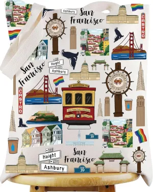 WZMPA San Francisco Travel Cosmetic Bag Gift San Francisco Souvenir Gift San Francisco Makeup Zipper Pouch Bag San Francisco Merchandise (San Francisco Tote)