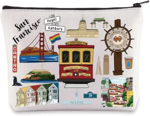 WZMPA San Francisco Travel Cosmetic Bag Gift San Francisco Souvenir Gift San Francisco Makeup Zipper Pouch Bag San Francisco Merchandise