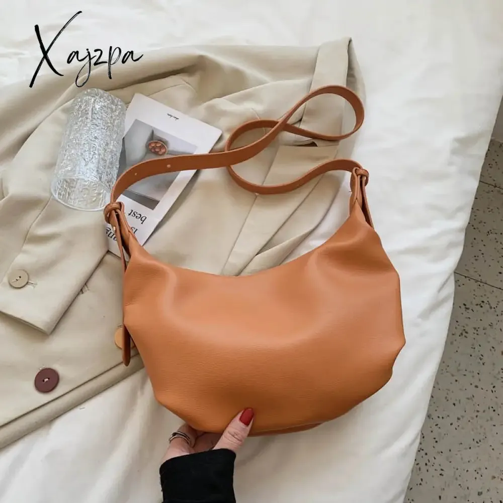 Xajzpa - Luxury Handbags Women Hobos Bags Designer Vintage Female Shoulder Bag Sac New White Simple Soft Leather Messenger Bag Women