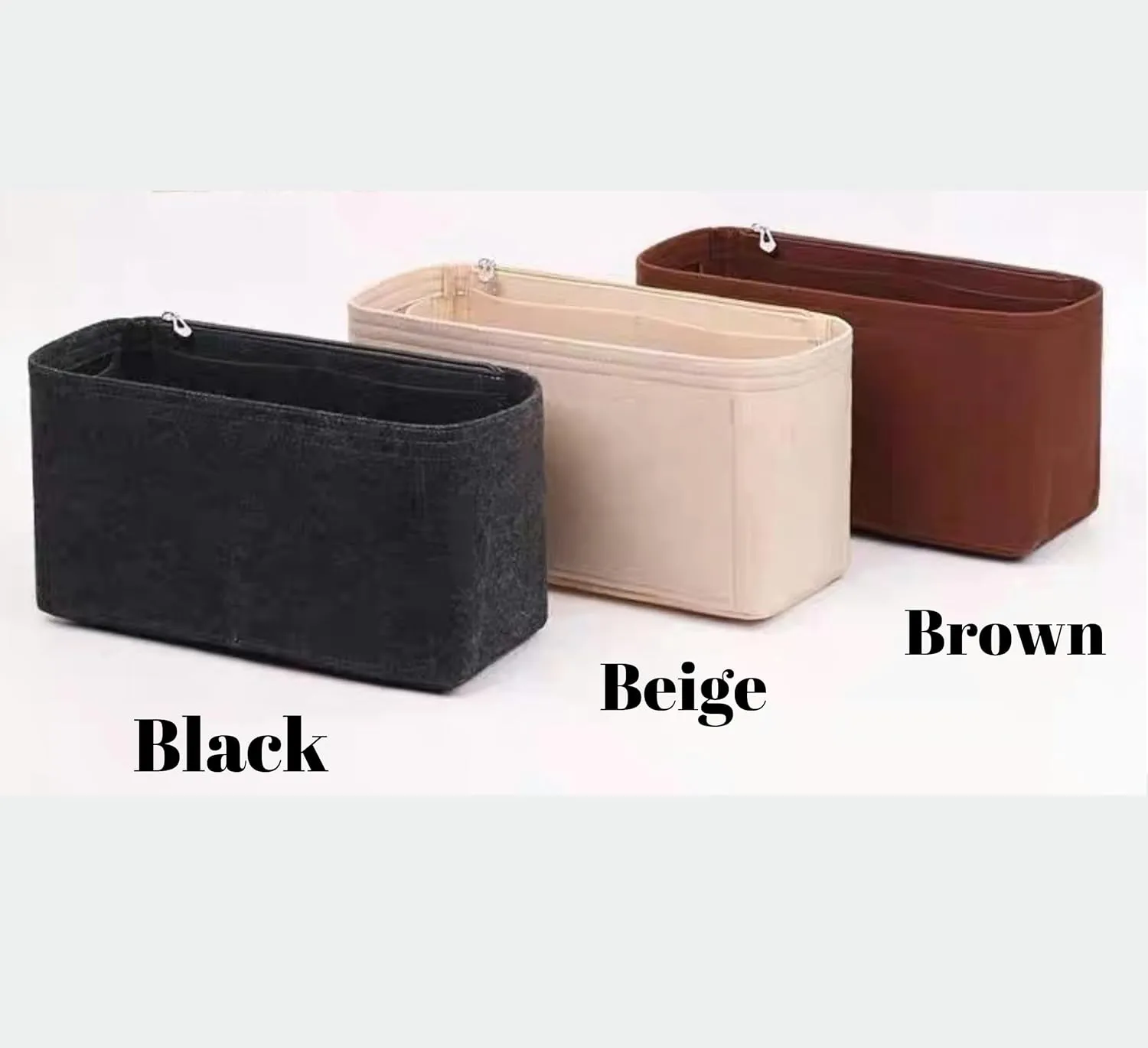Xoppia Bag Organizer compatible with Tods T Timeless Shopping Bag Mini. Felt Insert Liner for Women Handbag. (Beige, Style B)